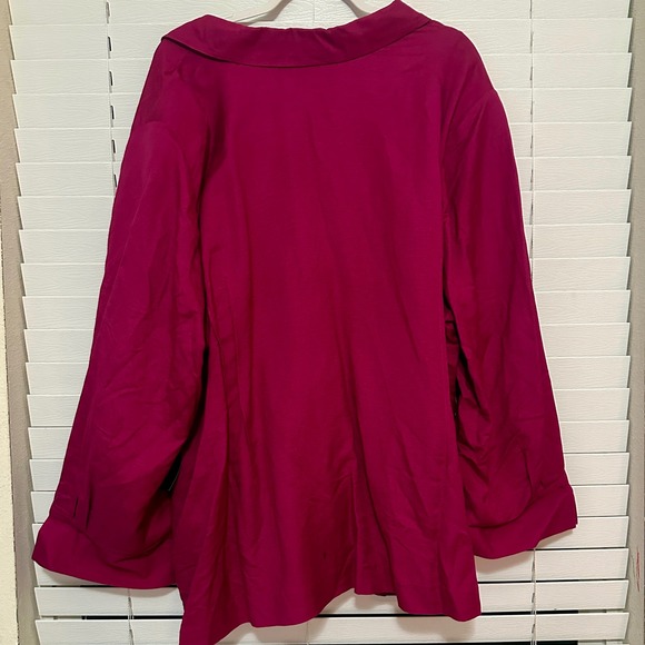 Added Dimensions Womens 4X Dark Pink Button Front Blouse jacket Long Sleeve Top - Picture 3 of 3